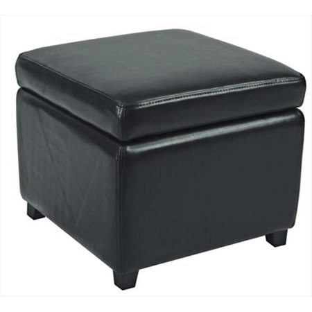 SAFAVIEH Jonathan Flip-top Black Ottoman Black And Black Leather HUD4007B